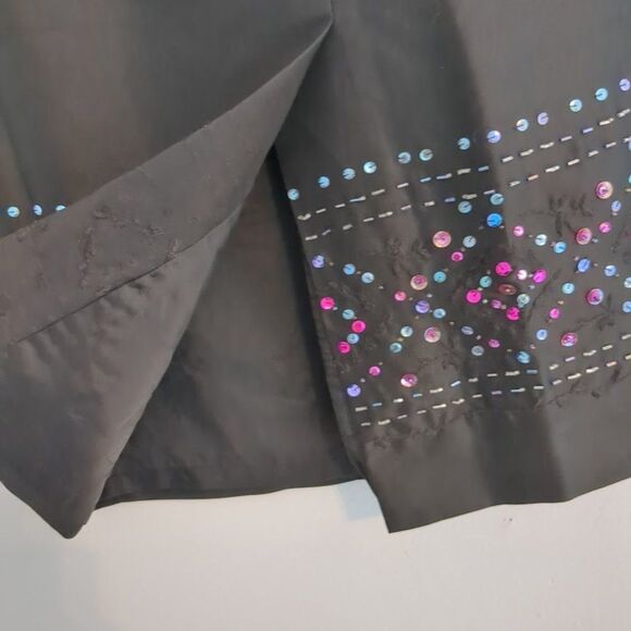 Vintage 1990s Finity Silk Skirt Black Beaded Slit Whimsigoth 1990s Siren Size 8 - Picture 7 of 10